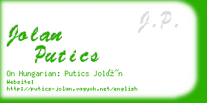 jolan putics business card